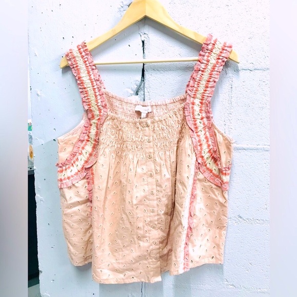 House of Harlow 1960 Tops - House of Harlow Eyelet Top in Peach Perfection, siz…